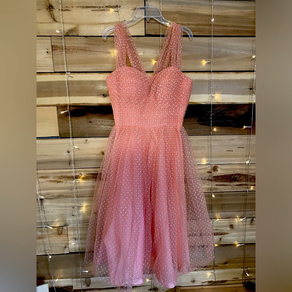 Unique Vintage Pink Polka Dot Dress
